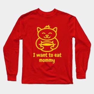 Funny Kitten Eat Design Long Sleeve T-Shirt